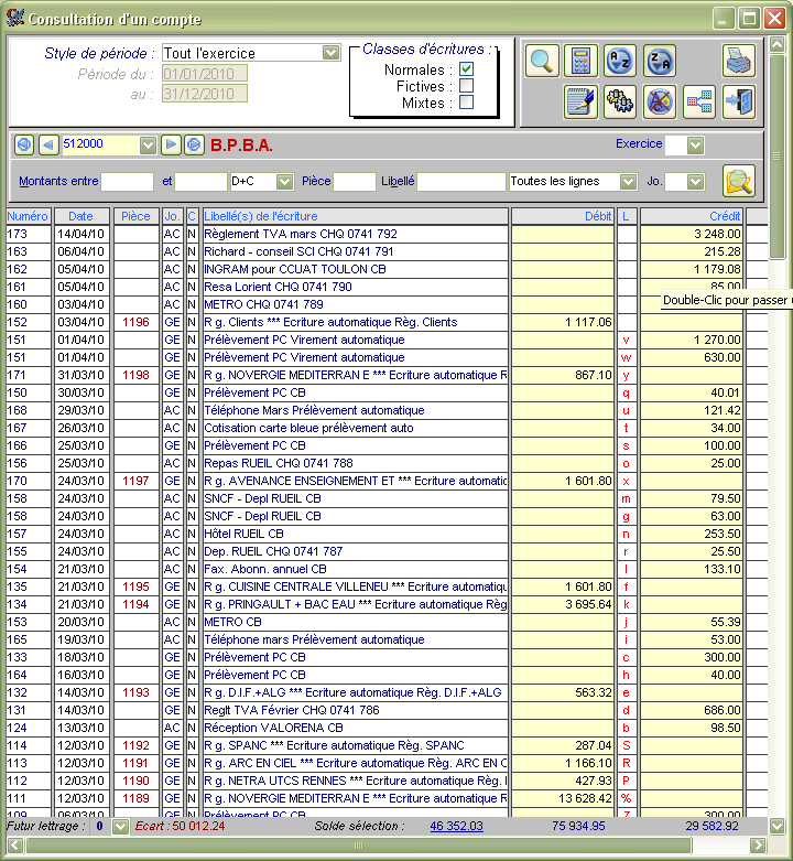 La comptabilité EXPERMEGAS